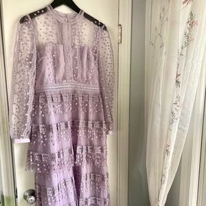 self-portrait Lilac Tiered Lace Midi dress (BRAND NEW, Size 8)